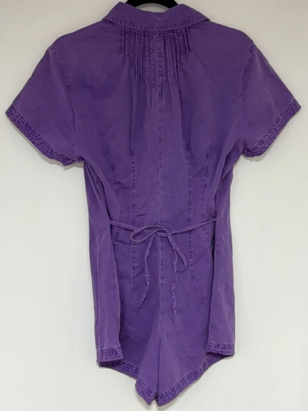 Free People Keep It Crisp Shortall Romper Short Sleeve Purple Shorts Sz S NWT